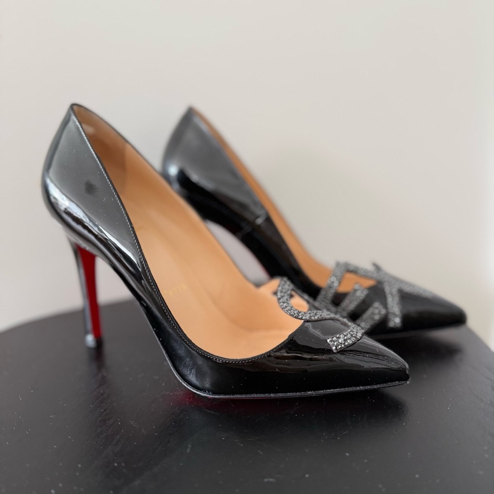 Christian Louboutin Black Patent Crystal “Sex” 100 Pumps - US 6 (36.5) - Picture 6 of 13